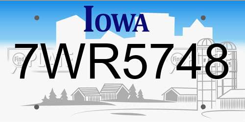 7WR5748 Iowa License Plate