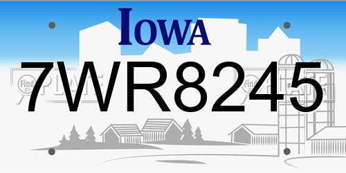 7WR8245 Iowa License Plate