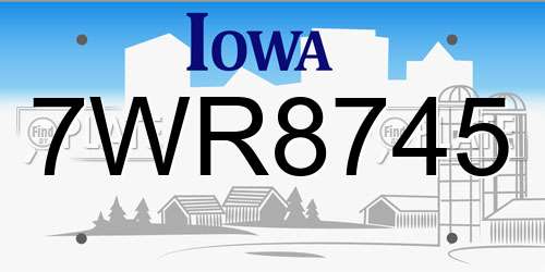 7WR8745 Iowa License Plate