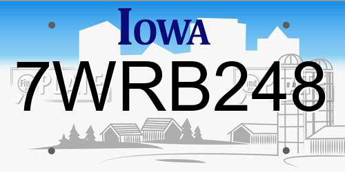 7WRB248 Iowa License Plate