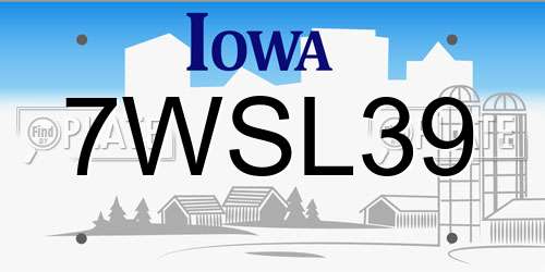 7WSL39 Iowa License Plate