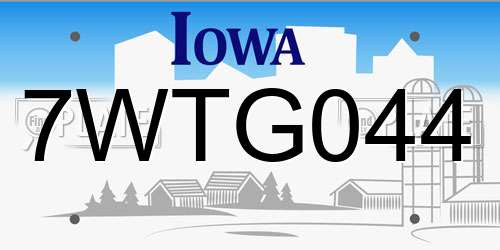 7WTG044 Iowa License Plate