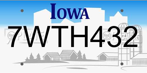 7WTH432 Iowa License Plate