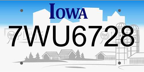 7WU6728 Iowa License Plate