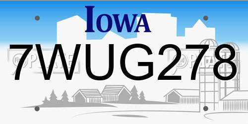 7WUG278 Iowa License Plate