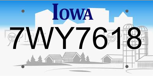 7WY7618 Iowa License Plate