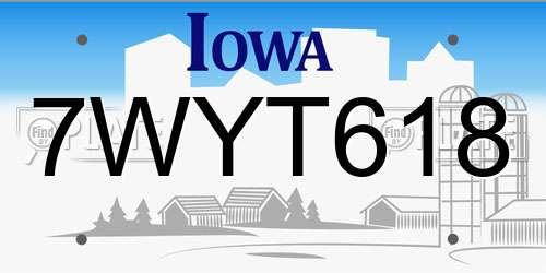 7WYT618 Iowa License Plate