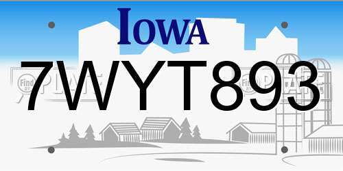 7WYT893 Iowa License Plate