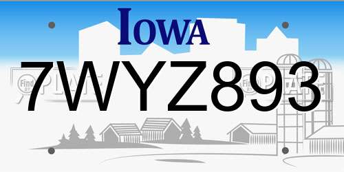 7WYZ893 Iowa License Plate