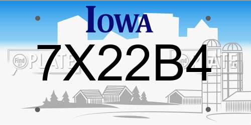 7X22B4 Iowa License Plate