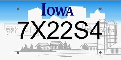 7X22S4 Iowa License Plate