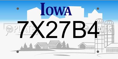 7X27B4 Iowa License Plate