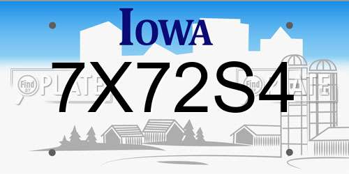 7X72S4 Iowa License Plate