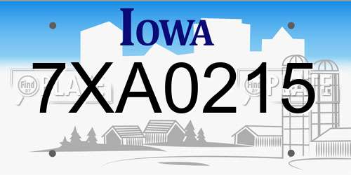 7XA0215 Iowa License Plate