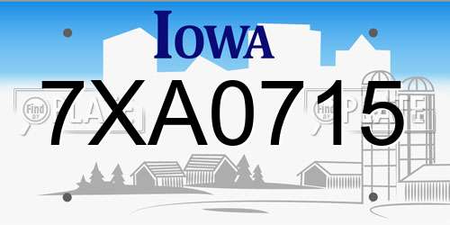 7XA0715 Iowa License Plate