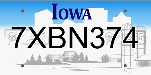 7XBN374 Iowa License Plate