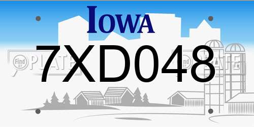 7XD048 Iowa License Plate