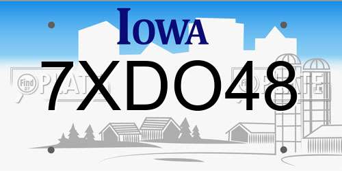 7XDO48 Iowa License Plate