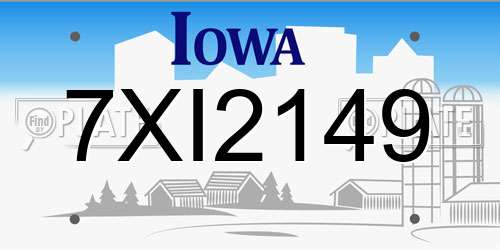 7XI2149 Iowa License Plate
