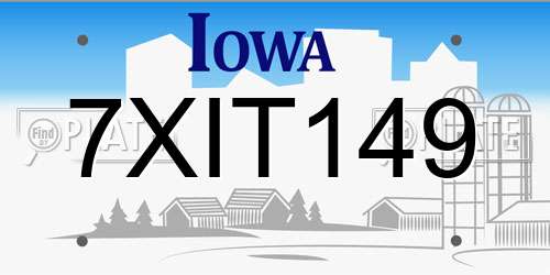 7XIT149 Iowa License Plate