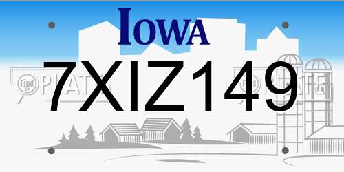 7XIZ149 Iowa License Plate