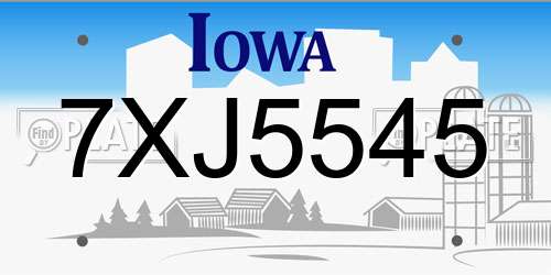 7XJ5545 Iowa License Plate