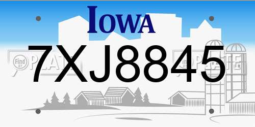 7XJ8845 Iowa License Plate