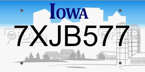 7XJB577 Iowa License Plate