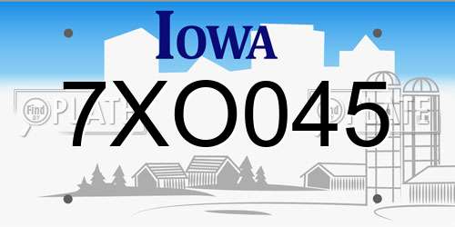 7XO045 Iowa License Plate