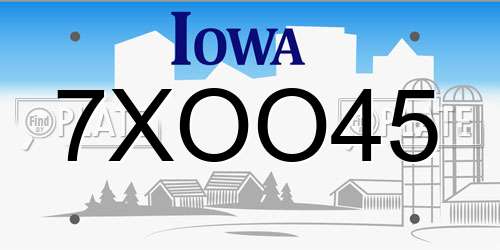 7XOO45 Iowa License Plate