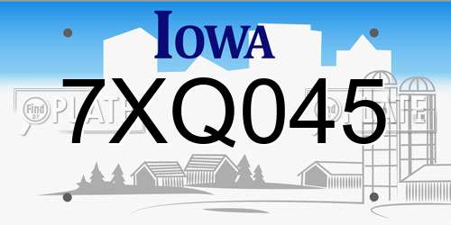 7XQ045 Iowa License Plate