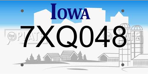 7XQ048 Iowa License Plate