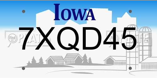 7XQD45 Iowa License Plate