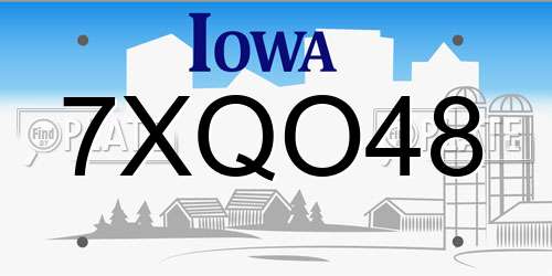 7XQO48 Iowa License Plate