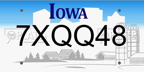 7XQQ48 Iowa License Plate