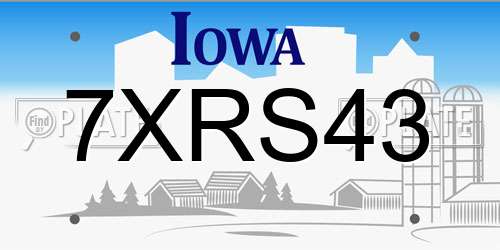 7XRS43 Iowa License Plate