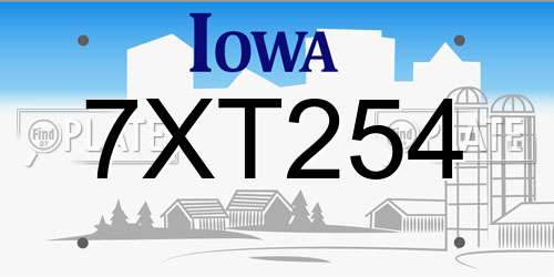 7XT254 Iowa License Plate
