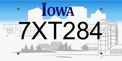 7XT284 Iowa License Plate