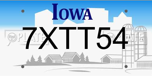 7XTT54 Iowa License Plate