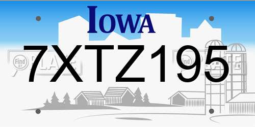 7XTZ195 Iowa License Plate