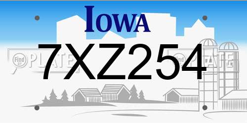 7XZ254 Iowa License Plate