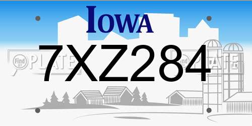 7XZ284 Iowa License Plate