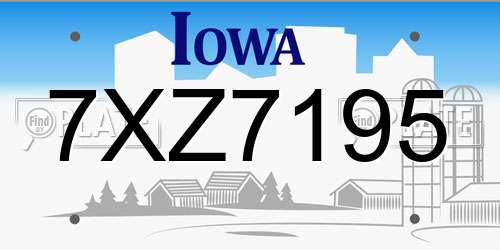 7XZ7195 Iowa License Plate