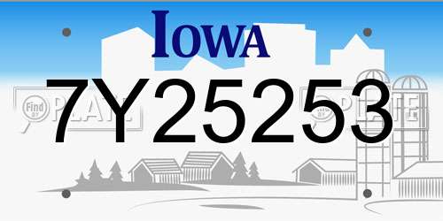7Y25253 Iowa License Plate