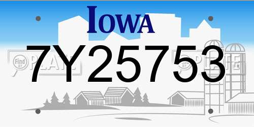 7Y25753 Iowa License Plate
