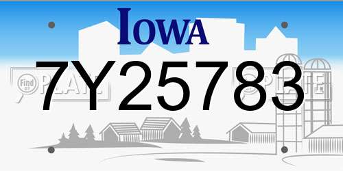 7Y25783 Iowa License Plate
