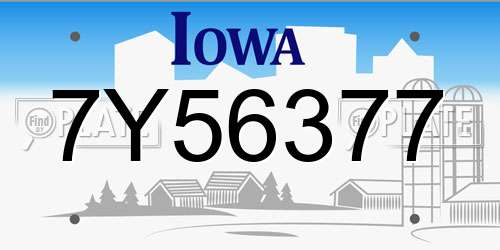 7Y56377 Iowa License Plate