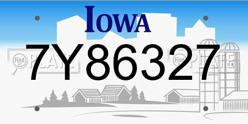 7Y86327 Iowa License Plate