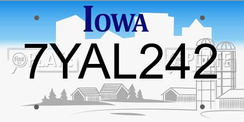 7YAL242 Iowa License Plate