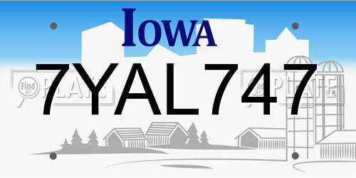 7YAL747 Iowa License Plate
